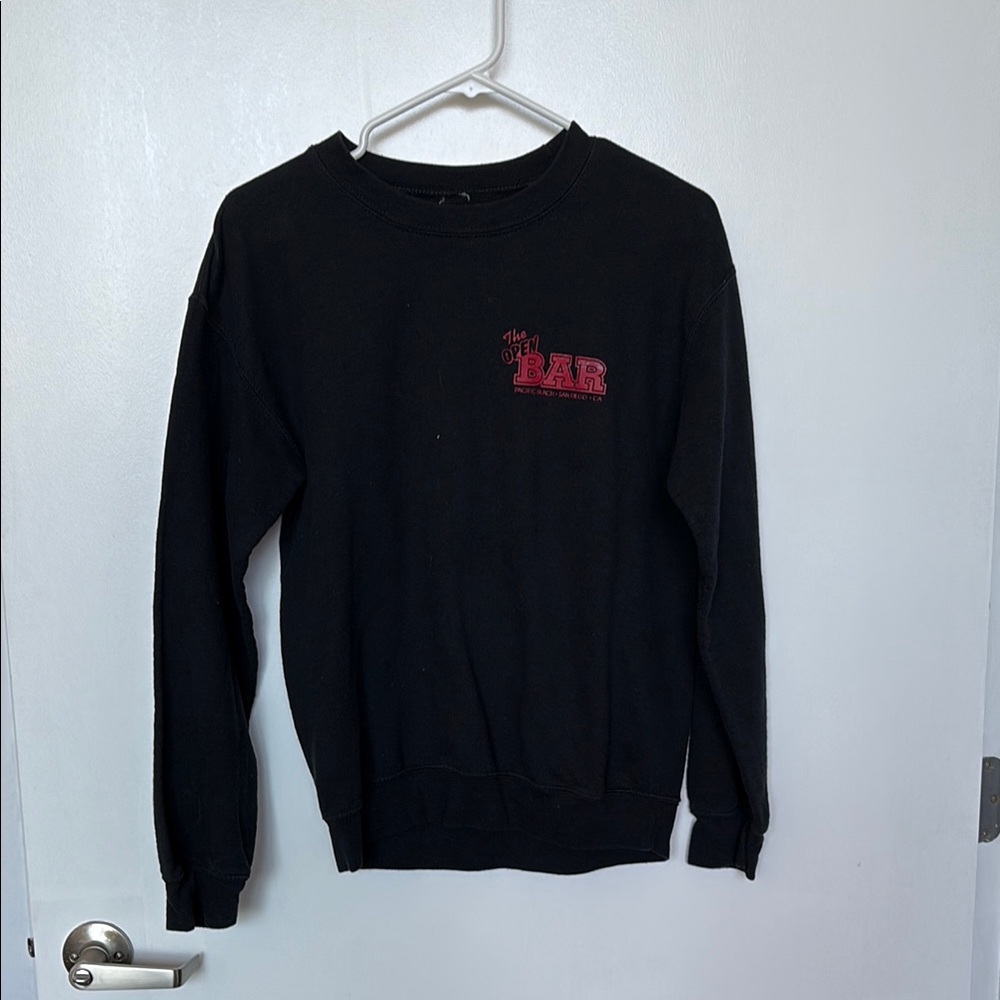 Black Open Bar Crewneck Sweater